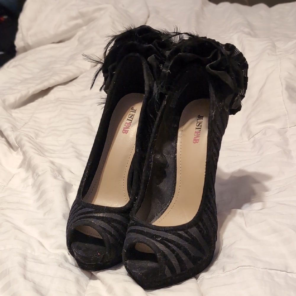 JustFab Black Peep Toe Heels